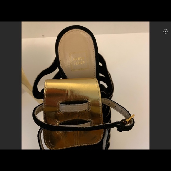 HERVE LEGER BLACK AND GOLD SANDALS❤️❤️ - Picture 5 of 7